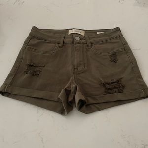 Pacsun army green distressed denim shorts